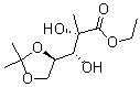 Structure of D-Arabinonic acid, 2-C-methyl-4,5-O-(1-methylethylidene)-,ethyl ester CAS 93635-76-8