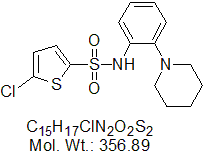 Structure of 5-Chloro-N-(2-piperidin-1-yl-phenyl)thiophene-2-sulfonamide CAS 746609-35-8 