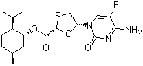 Structure of 5-(4-Amino-5-fluoro-2-oxo-1(2H)-pyrimidinyl)-1,3-oxathiolane-2-carboxylic acid 5-methyl-2-(1-methylethyl)cyclohexyl ester CAS 147126-75-8