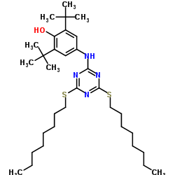 Structure of 2,4-Bis(octylthio)-6-(4-hydroxy-3,5-di-tert-butylanilino)-1,3,5-triazine CAS 991-84-4