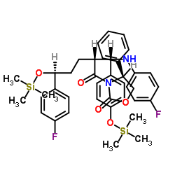 Structure of 3-[(2R,5S)-5-(4-Fluorophenyl)-2-[(S)-[(4-fluorophenyl(amino)]][4-[trimethylsilyl]-oxy]phenyl]methyl]-1-oxo-5-[(trimethylsily)-oxy]pentyl]-4-phenyl-(4S)-2-oxazolidinone CAS 272778-12-8