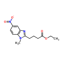 Structure of 1-Methyl-5-nitro-1H-benzimidazole-2-butanoic acid ethyl ester CAS 3543-72-4