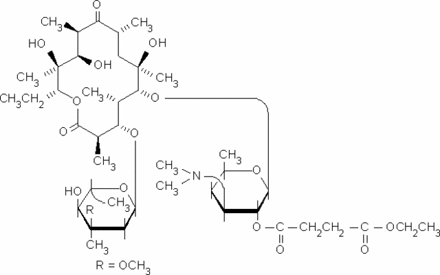 Structure of Erythromycin ethylsuccinate CAS 1264-62-6